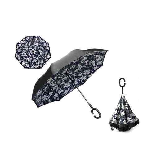AussieSuperStore Homeware Supplies Windproof Double-Layered Hands Free Inverted Reverse Folding Upside-Down Umbrella Windproof Double-Layered Inverted Reverse Folding Upside-Down Umbrella CB201TUMBRELLA9
